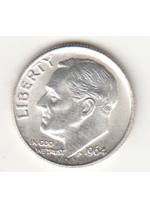 1964 - 10 Cents (Dime) Argento Dollaro Stati Uniti Roosevelt  Dime FDC